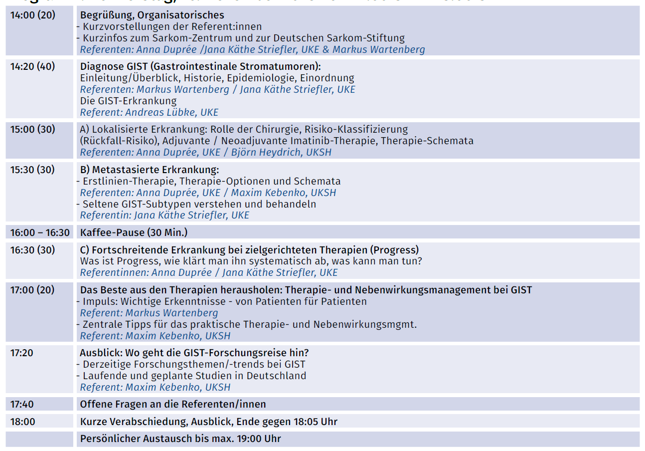 Screenshot Programm Patiententag GIST HH 16 11 2023