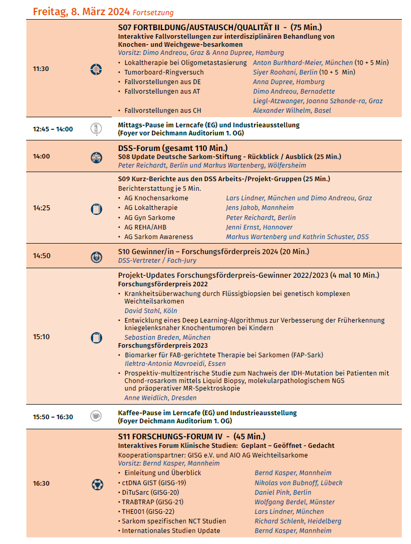 DSS 2024 Sarkomkonferenz Programm Tag 2 Fortsetzung